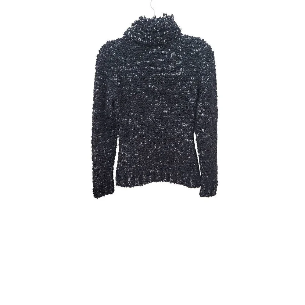 Oscar de‎ la Renta Sweater Womens S Black White Popcorn Knit Wool Blend Italy